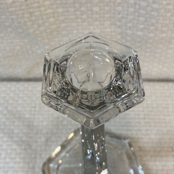 Vintage New Martinsville Tall Clear Glass 9” Candlestick Set Of 2 USA Ma… - Picture 7 of 8